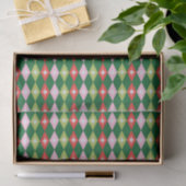 Papier Mousseline Retro Mid Century Rouge, Rose et Vert Noël (Cadeau)