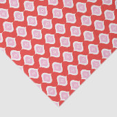 Papier Mousseline Retro Mid Century Rouge & Rose Noël (Détail)