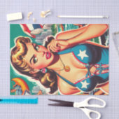 Papier Mousseline Retro mignonne Summer Girl (Artisanat)