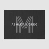 Papier Mousseline Retro Moderne Nom/s Monogramme modifiable Noir et  (Recto)