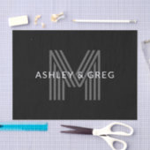 Papier Mousseline Retro Moderne Nom/s Monogramme modifiable Noir et  (Artisanat)