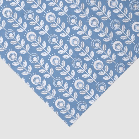 Papier Mousseline Rétro motif bleu scandinave (Détail)