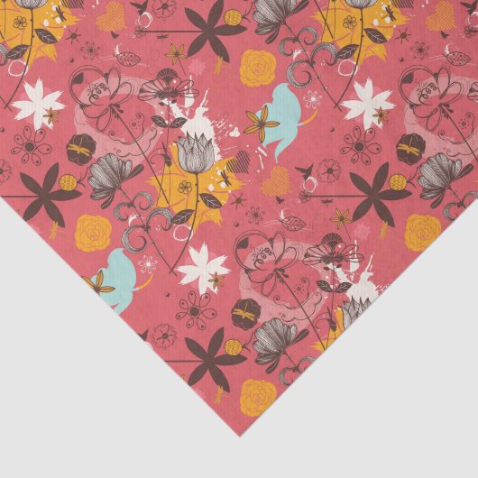 Papier Mousseline Rétro motif floral 7 (Détail)