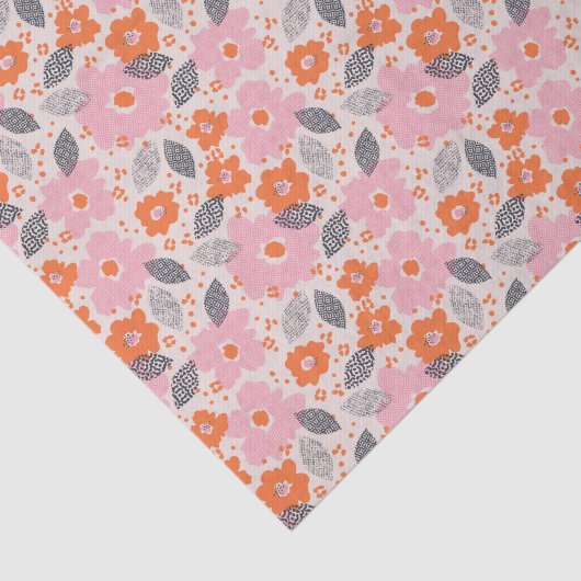 Papier Mousseline Rétro motif floral mignon (Détail)