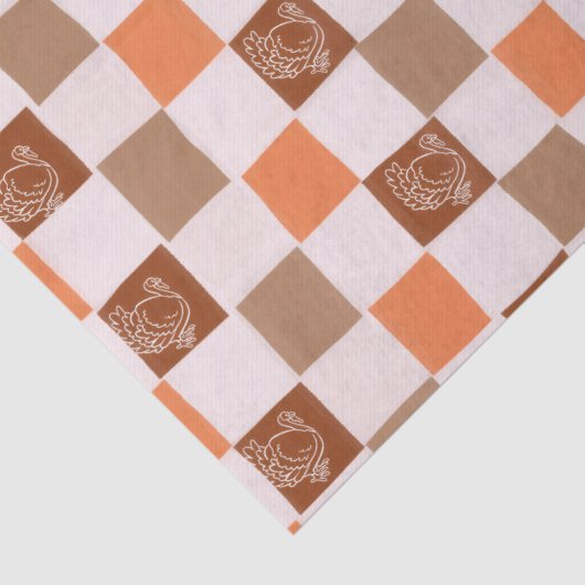 Papier Mousseline Retro orange and brown Turkey Checkered (Détail)