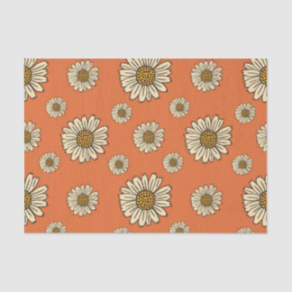 Papier Mousseline Rétro Orange Daisy Floral Pattern Artisanat