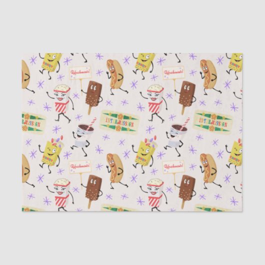 Papier Mousseline Retro Parading Snacks Allons tous à une fête (Recto)