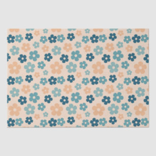 Papier Mousseline Retro Peach Green Boho Flower Joyeux anniversaire