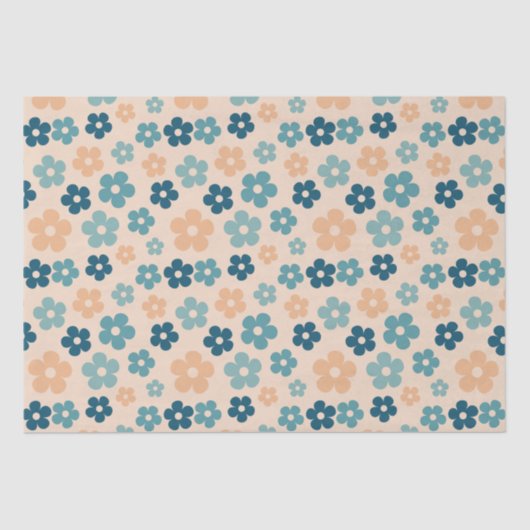 Papier Mousseline Retro Peach Green Boho Flower Joyeux anniversaire (Recto)
