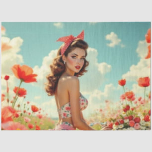 Papier Mousseline Retro Pin-Up Girl avec une découpage pop-art Twist