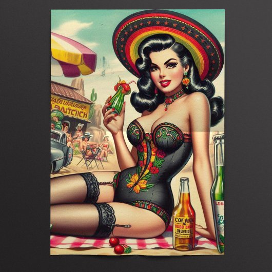 Papier Mousseline Rétro Pin-up Tequila