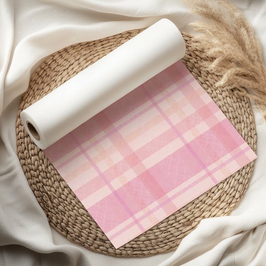 Papier Mousseline Retro Pink Plaid Whimsical Holiday 