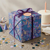 Papier Mousseline Retro Psychedelic Boho Floral Doodle Pattern