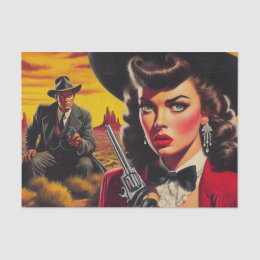 Papier Mousseline Retro Pulp Western Girl (Recto)