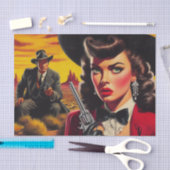 Papier Mousseline Retro Pulp Western Girl (Artisanat)