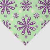 Papier Mousseline Retro Purple Flowers on Green Background (Détail)