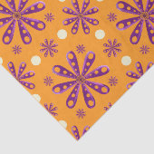 Papier Mousseline Retro Purple Flowers on Orange Background (Détail)