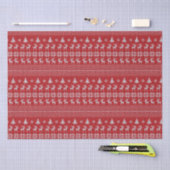 Papier Mousseline Retro Red Christmas Reindeer Snowflake Motif (Artisanat)