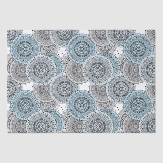 Papier Mousseline Rétro, rétro motif, bleu et gris, élégant (Recto)