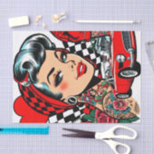 Papier Mousseline Retro Rockabilly Comic fille (Artisanat)
