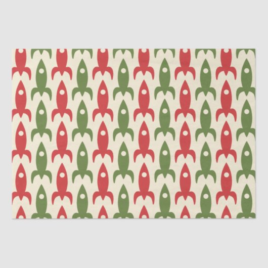 Papier Mousseline Retro Rockets Âge atomique Rétro Motif de Noël (Recto)