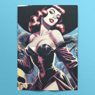 Papier Mousseline Retro Sorcière Horreur Pin-up