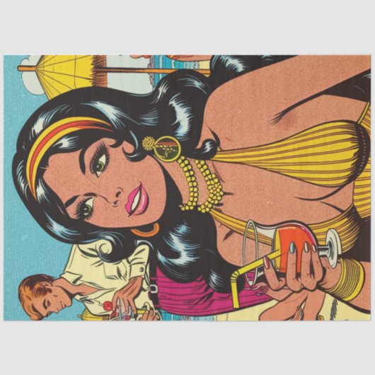 Papier Mousseline Retro Summer Beach Comics (Recto)