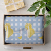Papier Mousseline Retro Sunny Yellow Lemon Drop Blue Check (Cadeau)