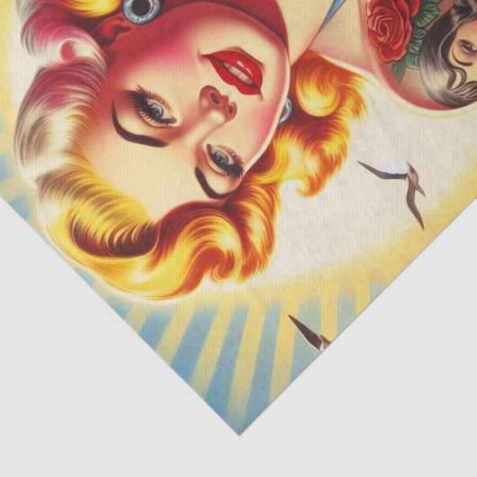 Papier Mousseline Retro tatoué Bikini Pin-up (Détail)