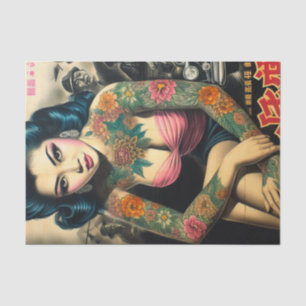 Papier Mousseline Retro Tattoo Girl