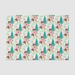 Papier Mousseline rétro tissu vintage de vacances d'ange de Noël