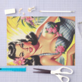 Papier Mousseline Retro Tropical Summer Pin up (Artisanat)