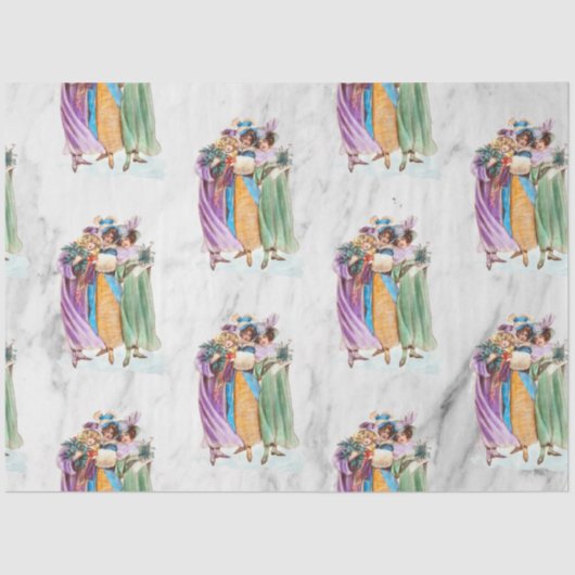 Papier Mousseline Retro Vintage Christmas Party Ladies (Recto)