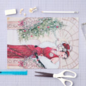 Papier Mousseline retro vintage Noël art déco dame (Artisanat)