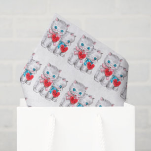Papier Mousseline Retro Vintage Valentine Cats Party