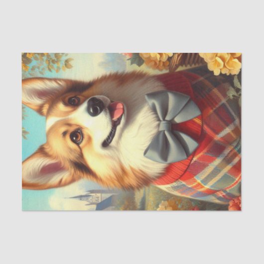 Papier Mousseline Retro Welsh Corgi Cardigan Peinture (Recto)