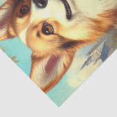 Papier Mousseline Retro Welsh Corgi Cardigan Peinture (Détail)