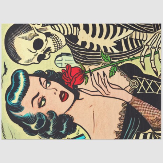 Papier Mousseline Retro Witch Vampire Girl Horror Comics (Recto)