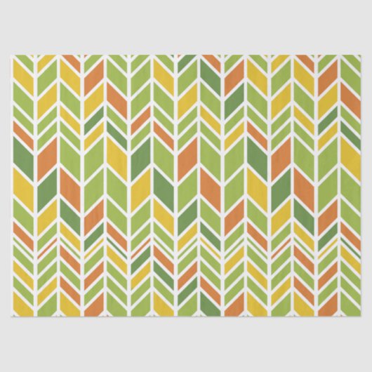 Papier Mousseline Rétro Zig-Zag Orange & Green Chevron (Recto)