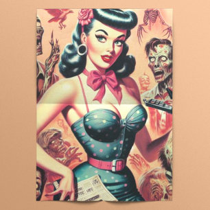Papier Mousseline Retro Zombies Pin-up