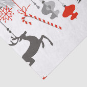 Papier Mousseline Rétros ornements rouges et gris modernes de Noël (Détail)