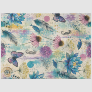 Papier Mousseline Rêve Aquatique Floral Vibrant
