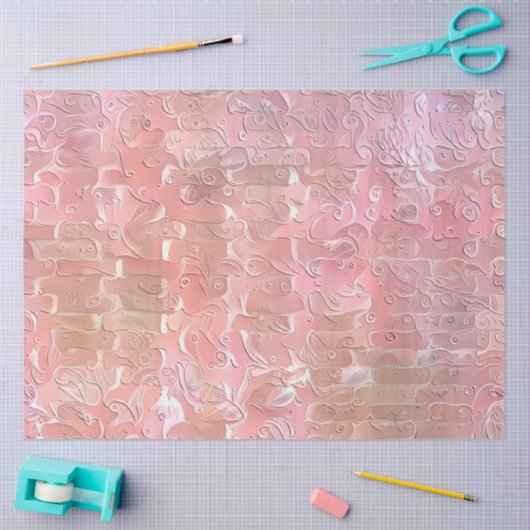 Papier Mousseline Rêve d'art rose floral (Artisanat)