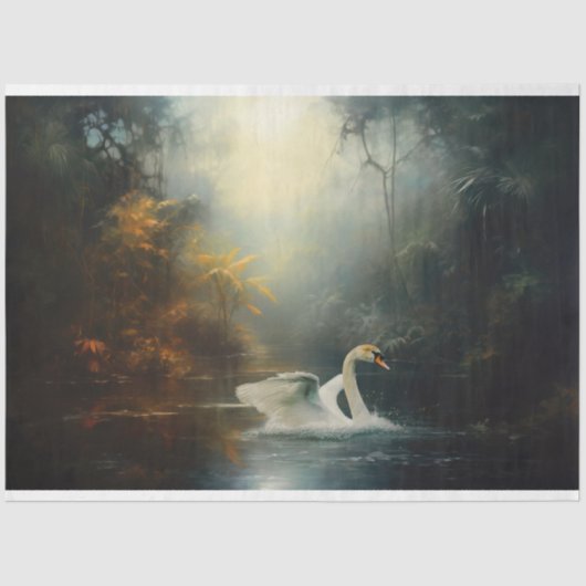 Papier Mousseline Revigorer Un Cygne Dans La Découpage De L'Eau (Recto)