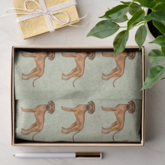 Papier Mousseline Rhodesian Ridgeback African Lion Chien Motif Vert (Cadeau)