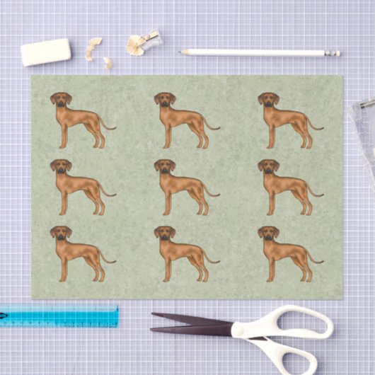 Papier Mousseline Rhodesian Ridgeback African Lion Chien Motif Vert (Artisanat)