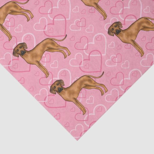 Papier Mousseline Rhodesian Ridgeback Chien Love Coeur Motif rose (Détail)