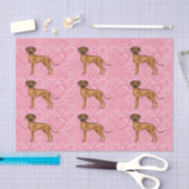 Papier Mousseline Rhodesian Ridgeback Chien Love Coeur Motif rose (Artisanat)