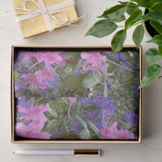Papier Mousseline Rhododendrons roses et violets (Cadeau)