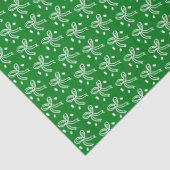 Papier Mousseline Ribbon Bow Doodle CHRISTMAS Holiday Green White (Détail)